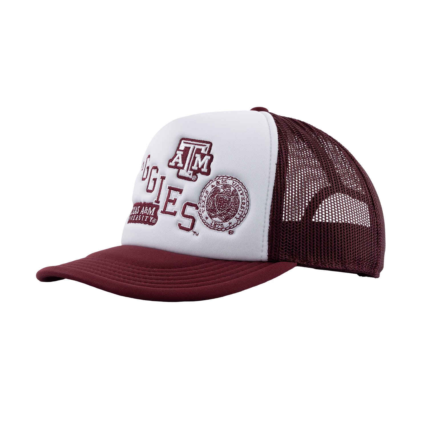 Aggies Collegiate Outfitters Diagonal Patch Hat - White