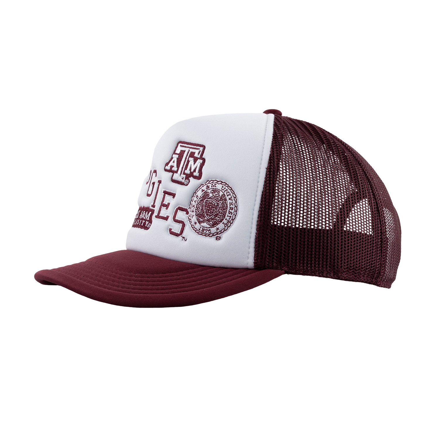 Aggies Collegiate Outfitters Diagonal Patch Hat - White