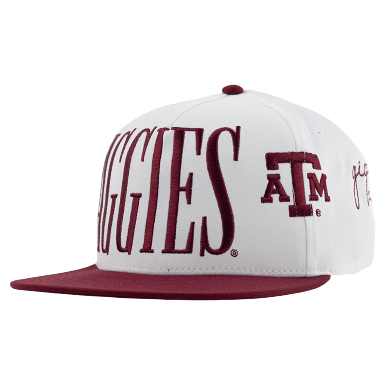 Texas Aggies Collegiate Outfitters Large Script Flat-Brim Cap - White