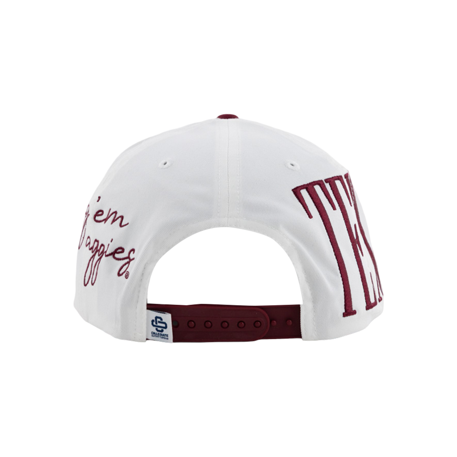 Texas Aggies Collegiate Outfitters Large Script Flat-Brim Cap - White