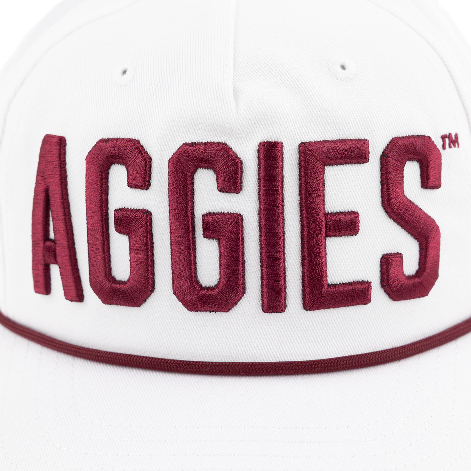 Aggies Collegiate Outfitters Adjustable Rope Cap - White