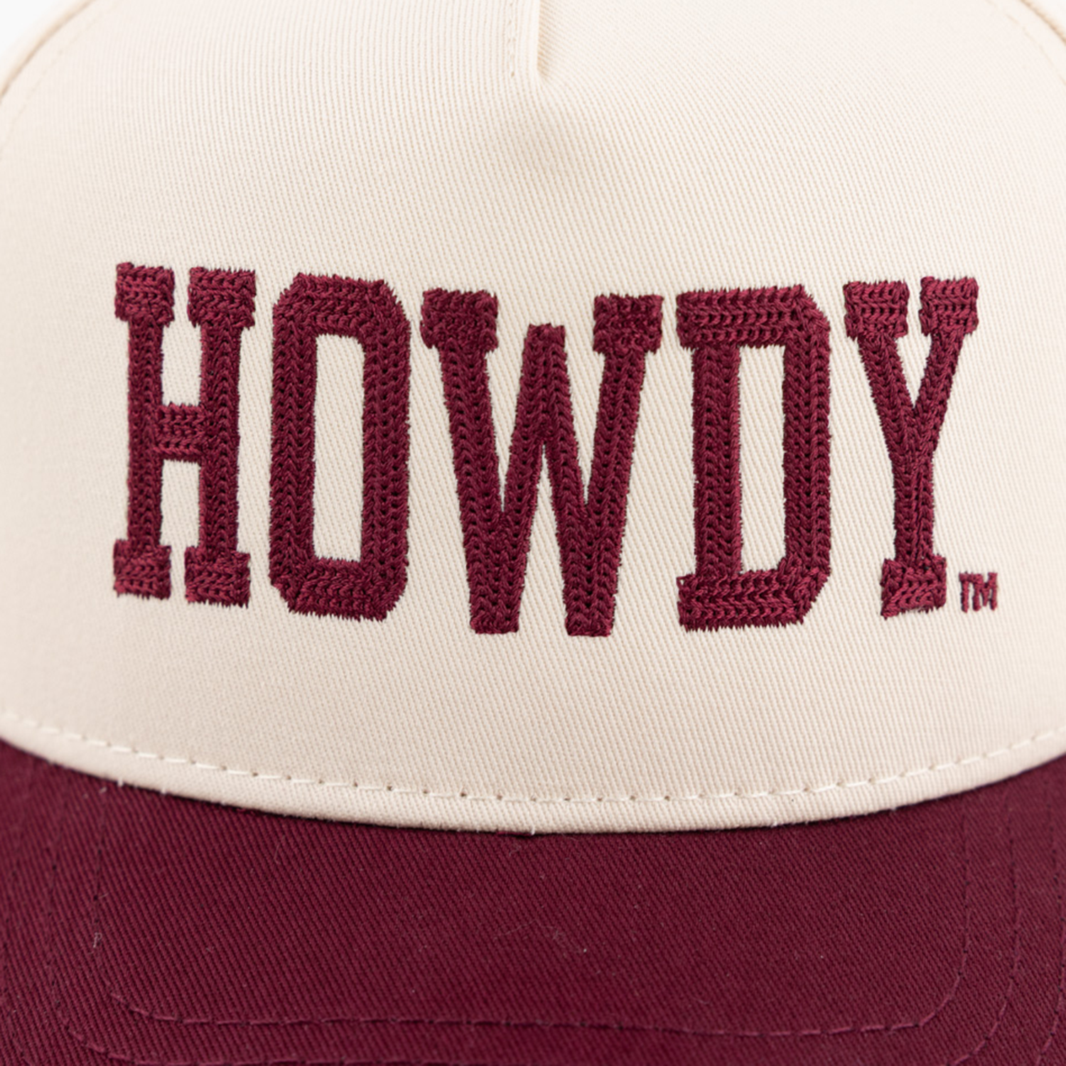 Howdy Embroidered Collegiate Outfitters Two Toned Cap - Cream