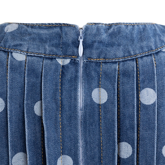Veveret V Neck Sleevess Polka Dot Romper - Denim