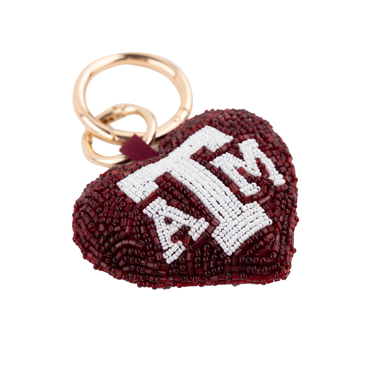 Texas A&M Fan Glam Beaded Heart Bag Charm