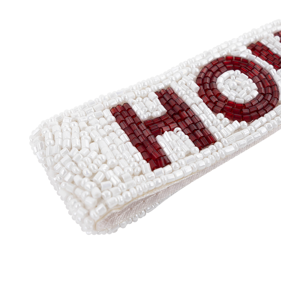 Howdy Fan Glam Beaded Wristlet - White