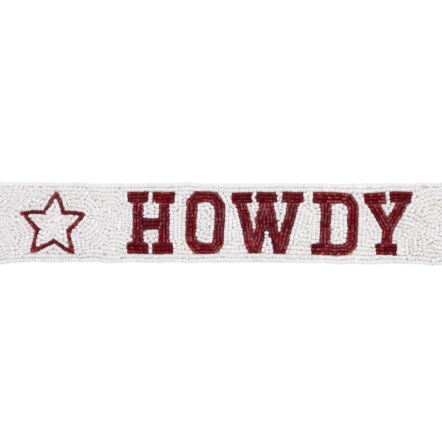 Howdy Star Fan Glam Beaded Bag Strap - White
