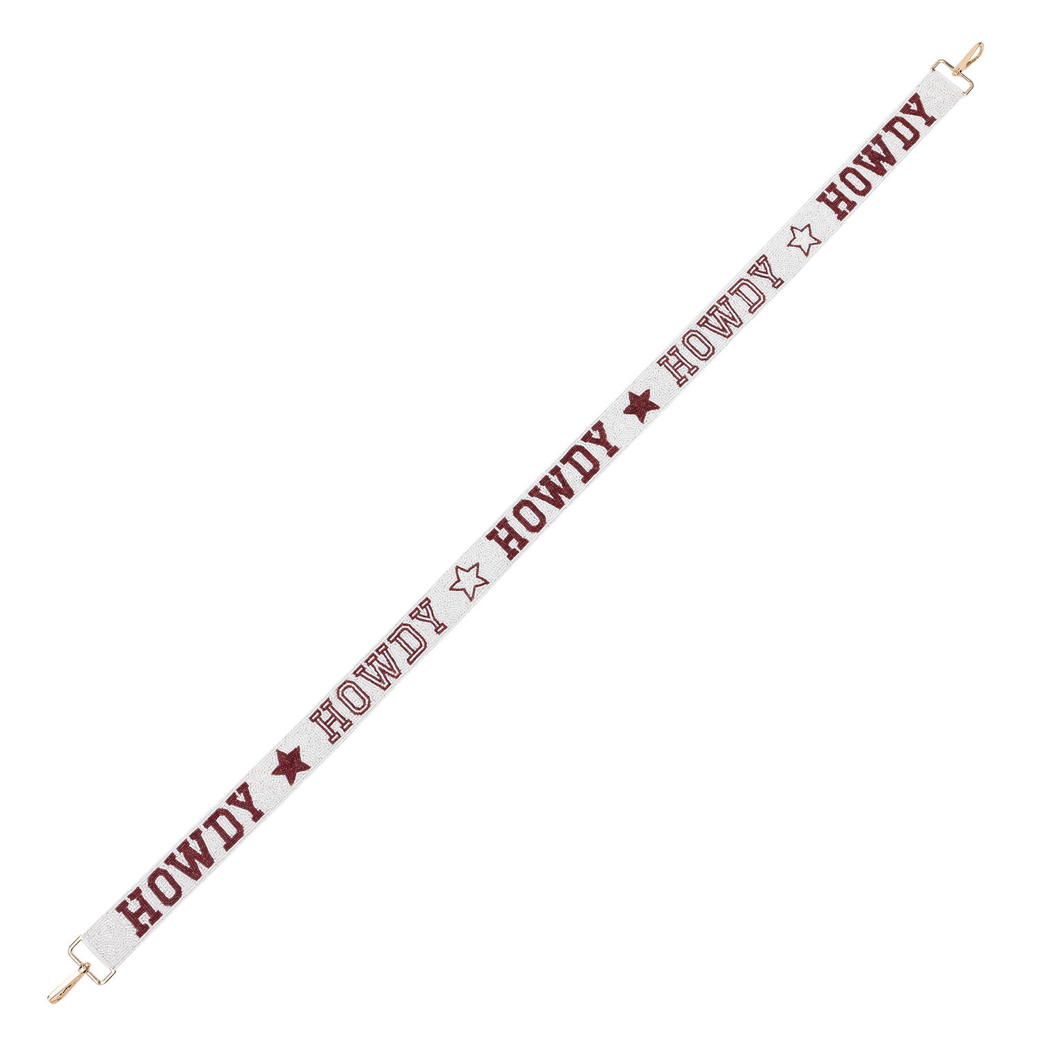 Howdy Star Fan Glam Beaded Bag Strap - White