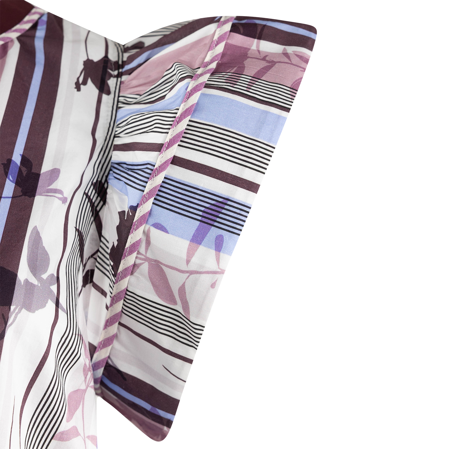 ENTRO V-Neck Patterned Flutter Sleeve Blouse