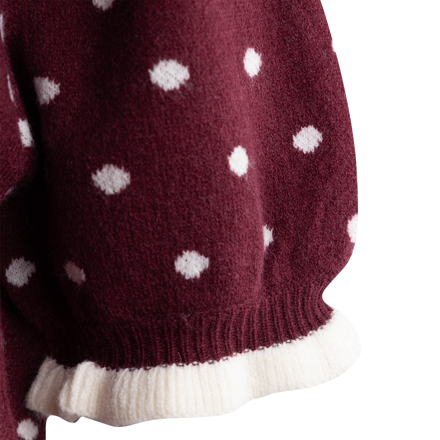 ENTRO Polka Dotted Button Down Cardigan - Maroon