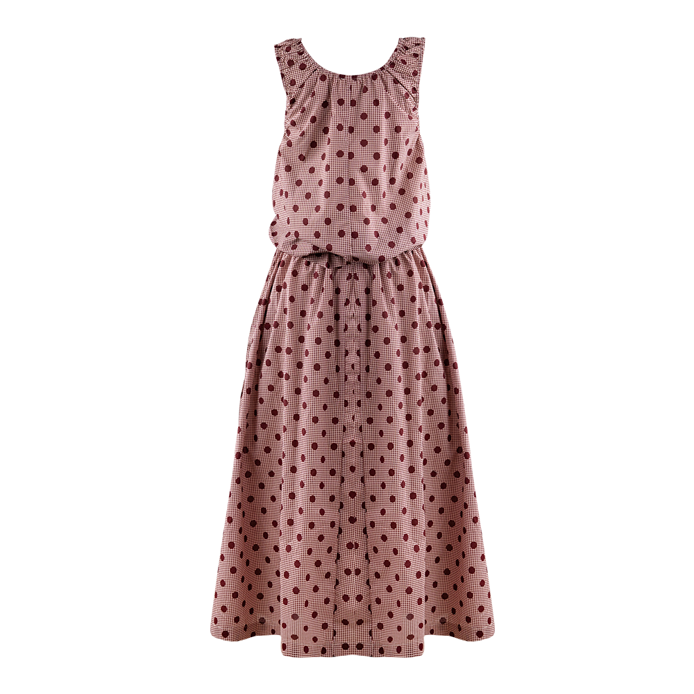 Entro Gingham Polka Dot Midi Set - Maroon