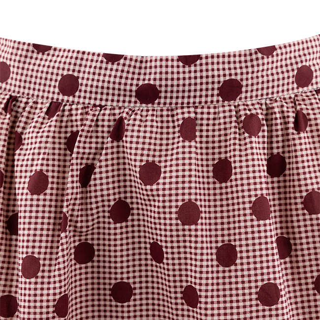Entro Gingham Polka Dot Midi Set - Maroon