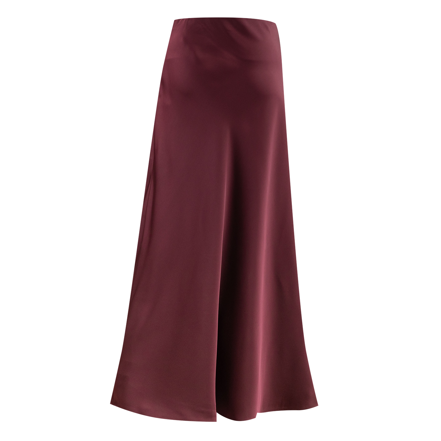 Tres Bien Satin Maxi Skirt - Maroon