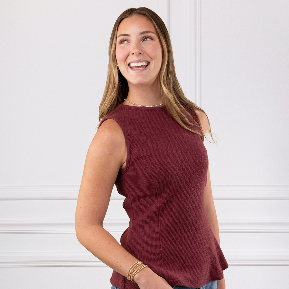 Tres Bien Peplum Women's Top - Maroon