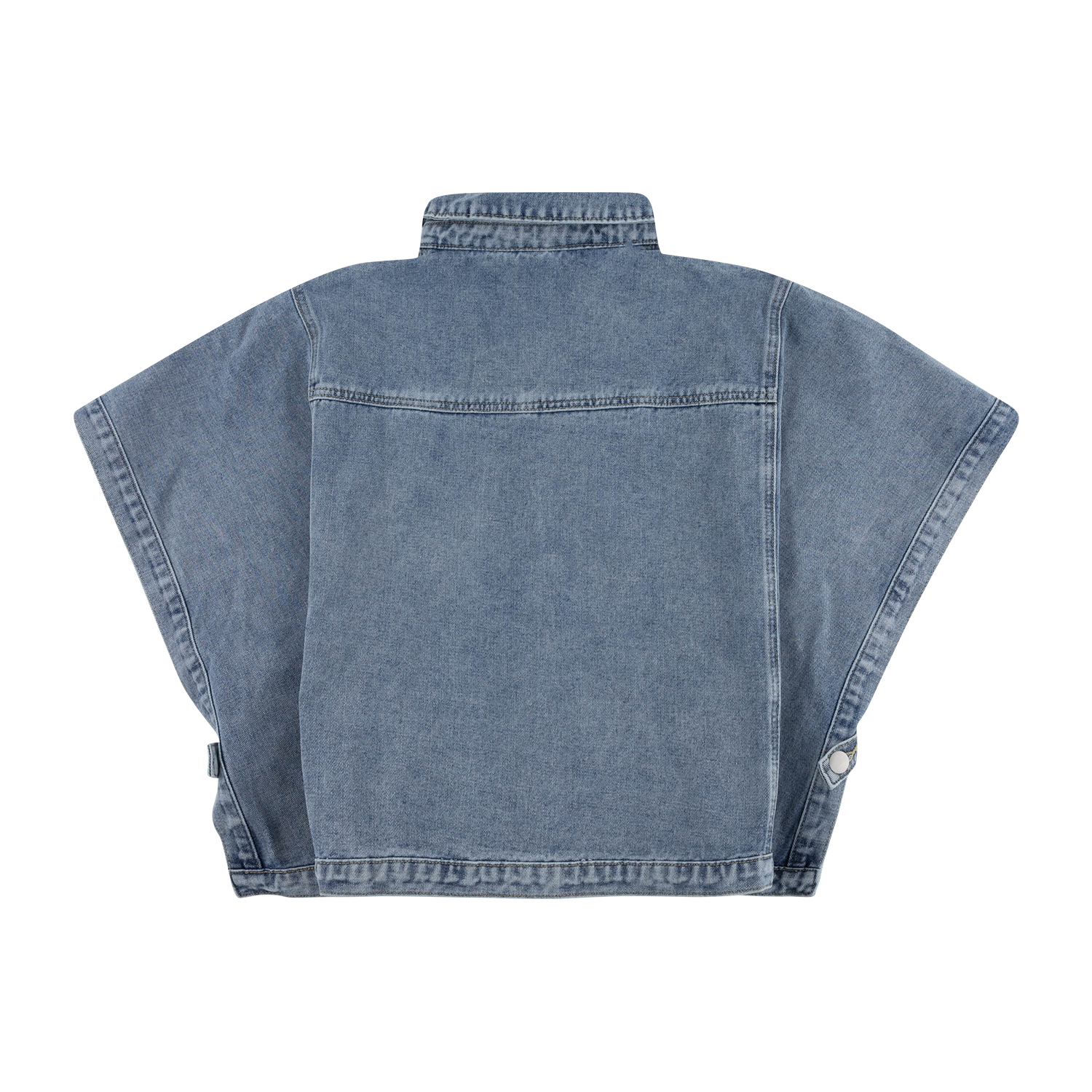 Le Lis Oversized Button Up Poncho Jacket - Denim