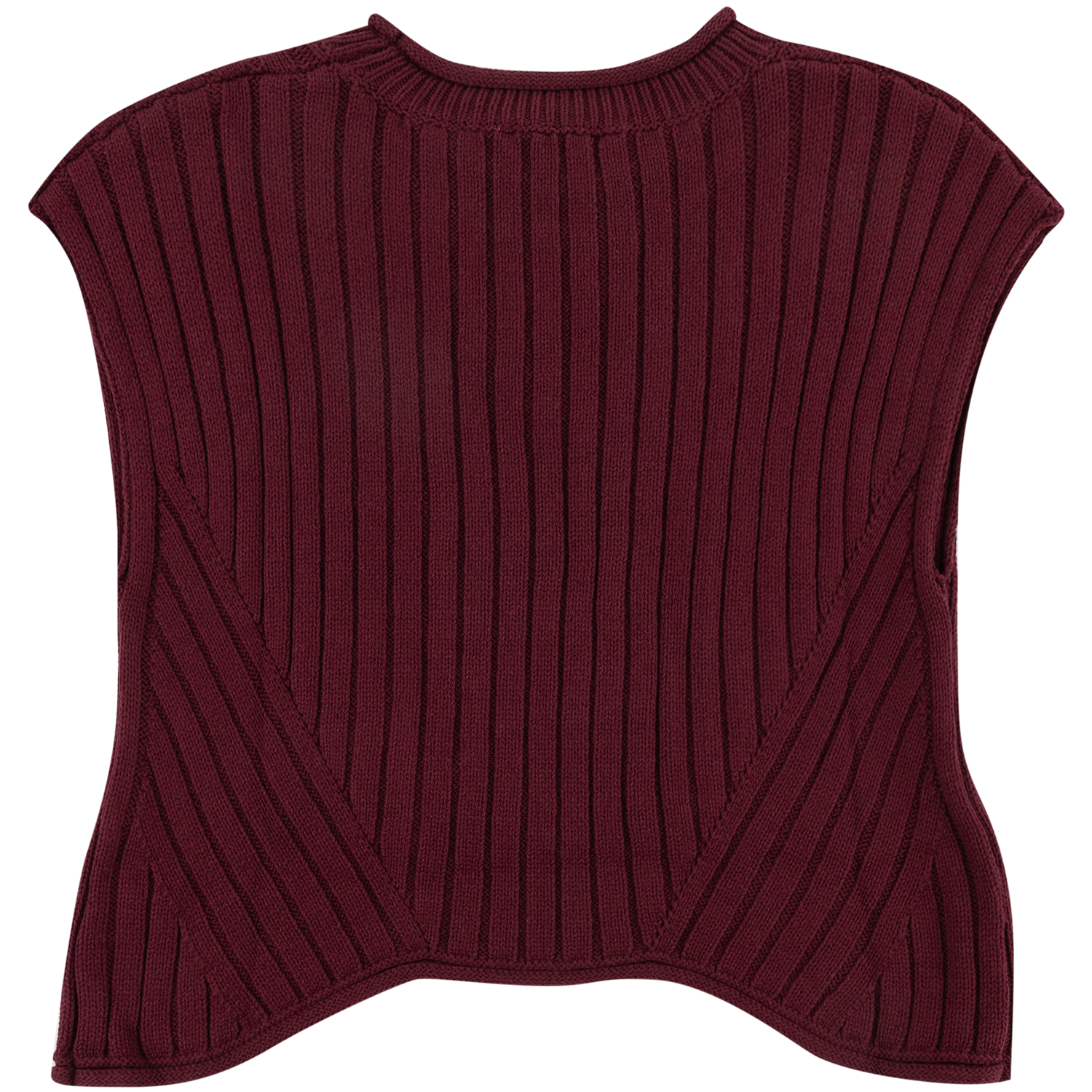 Le Lis Ribbed Knit Rolled Edge Sweater Top - Maroon