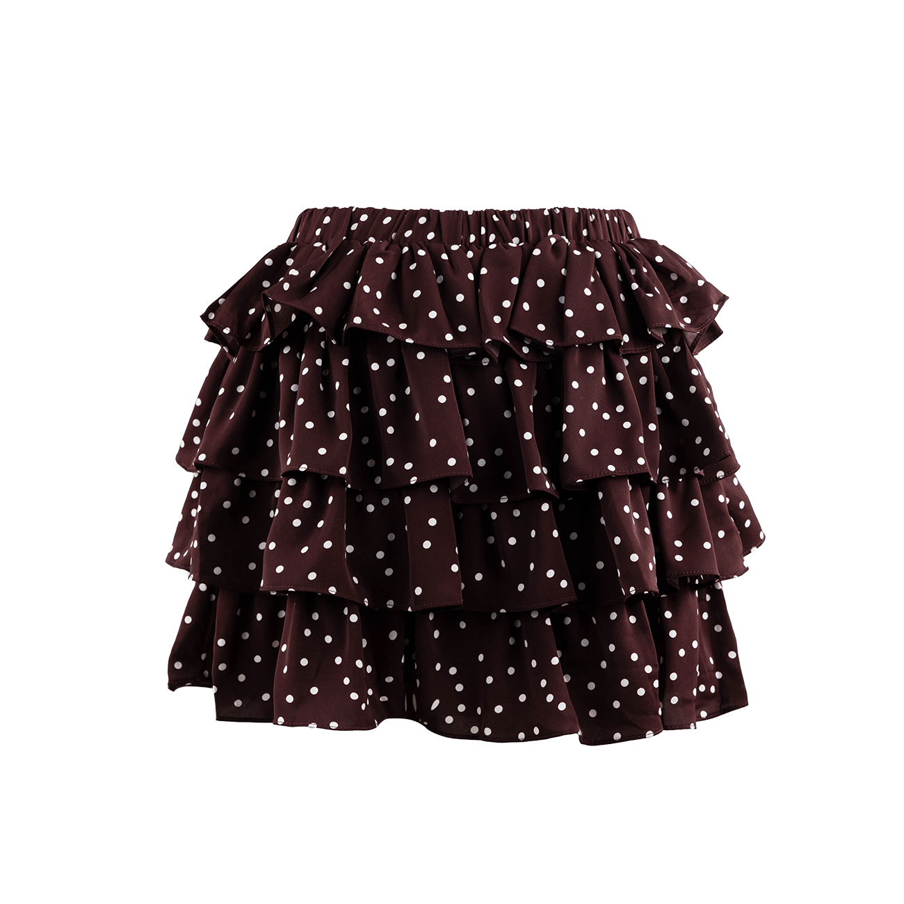Timing Tiered Polka Dot Ruffle Skirt - Maroon