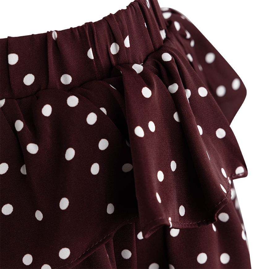 Timing Tiered Polka Dot Ruffle Skirt - Maroon