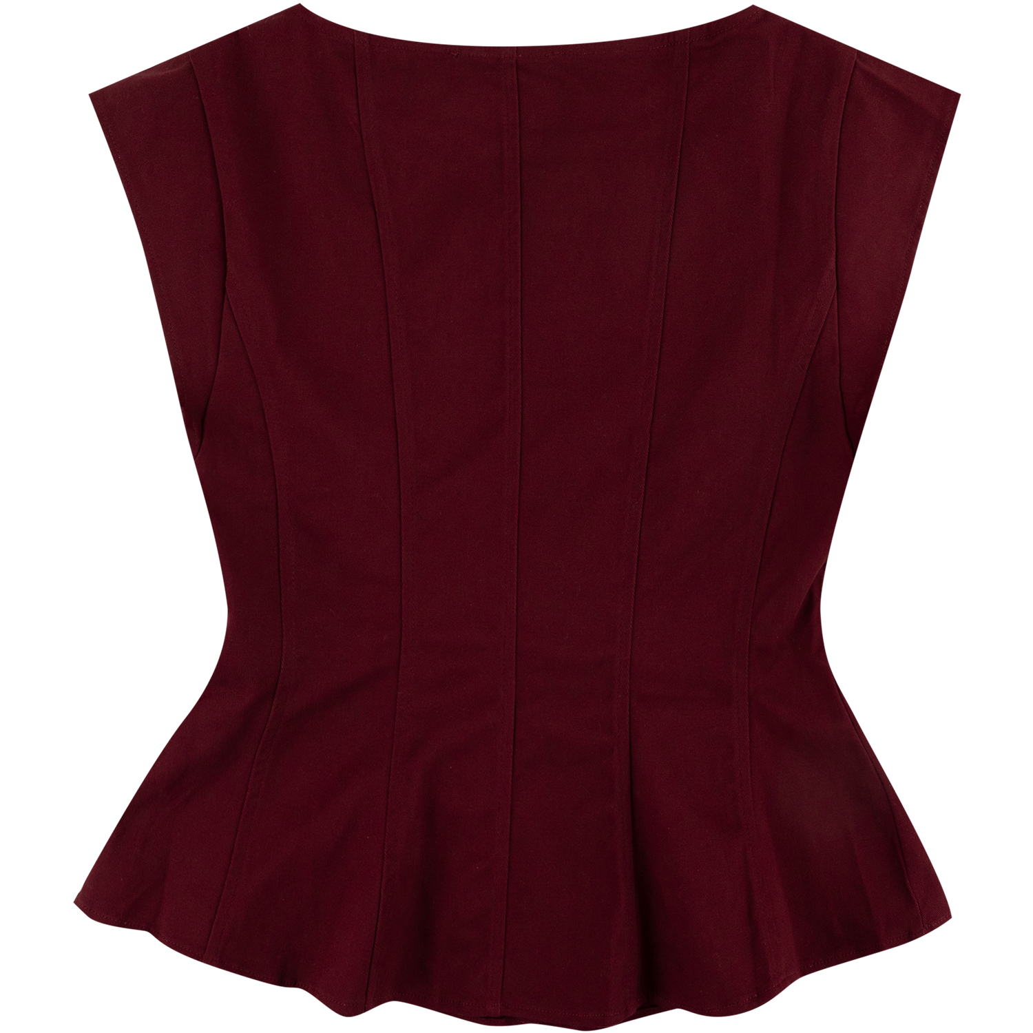 Baby Pink Cap Sleeve Peplum Top - Maroon
