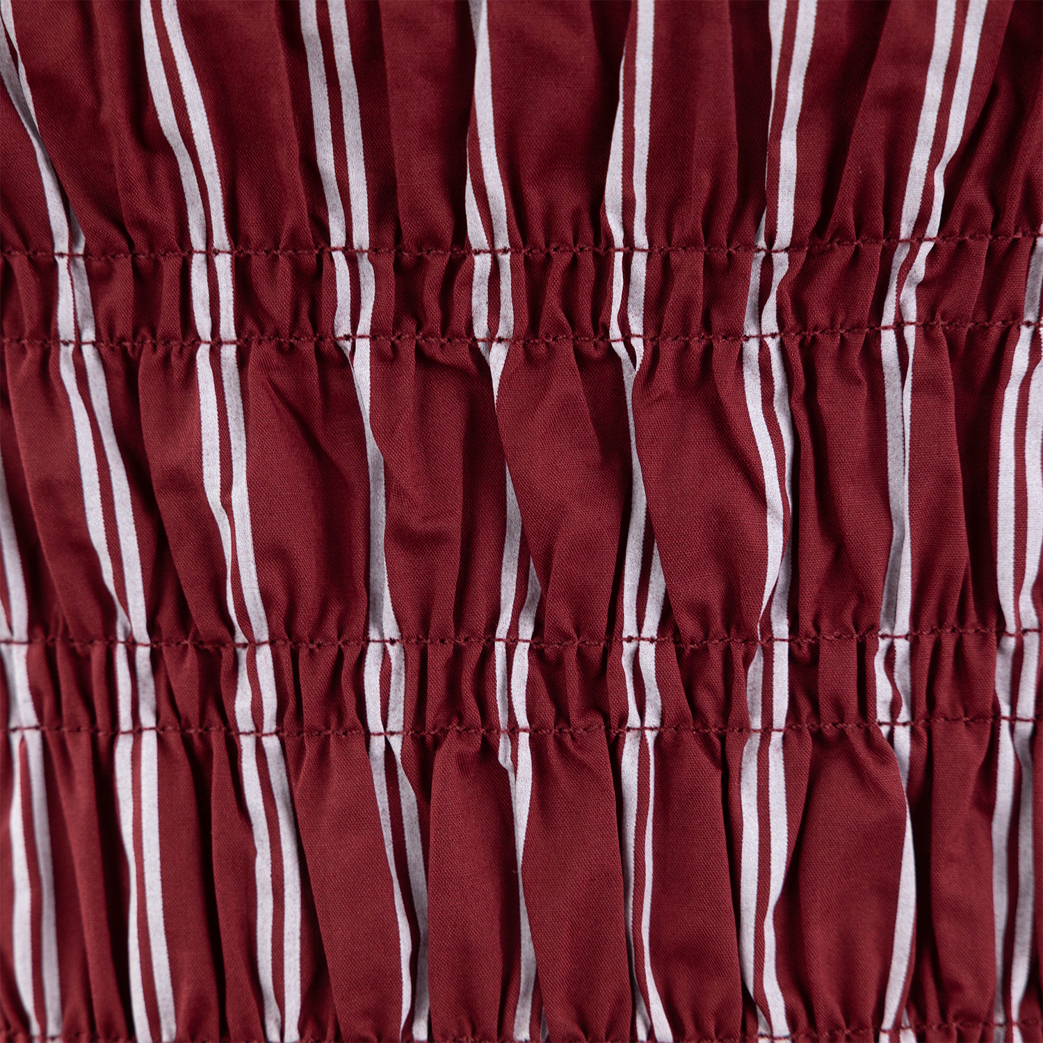 Day + Moon Smocked Striped Midi Dress - Maroon