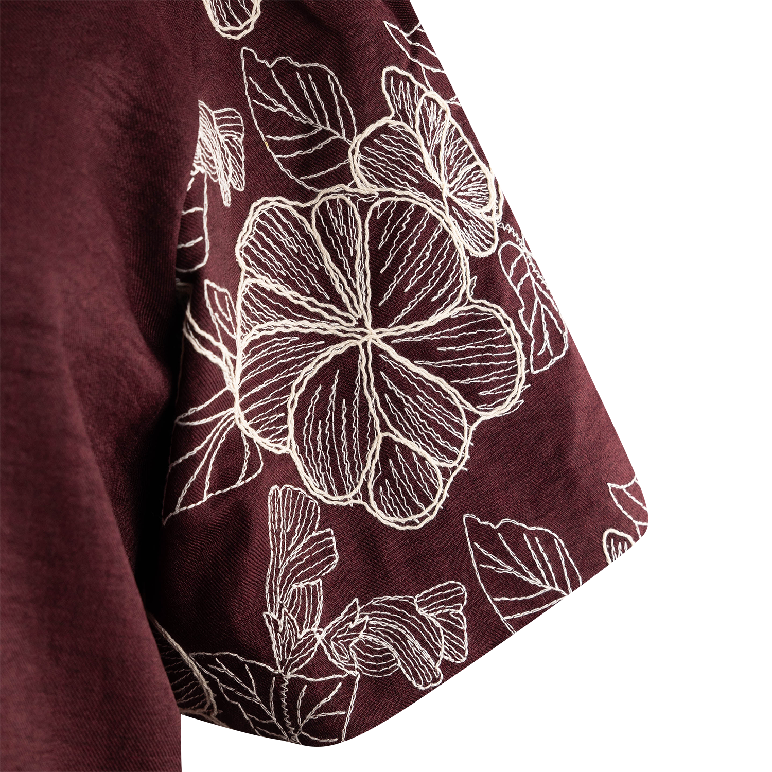 She + Sky Embroidered Puff Sleeve Top - Maroon