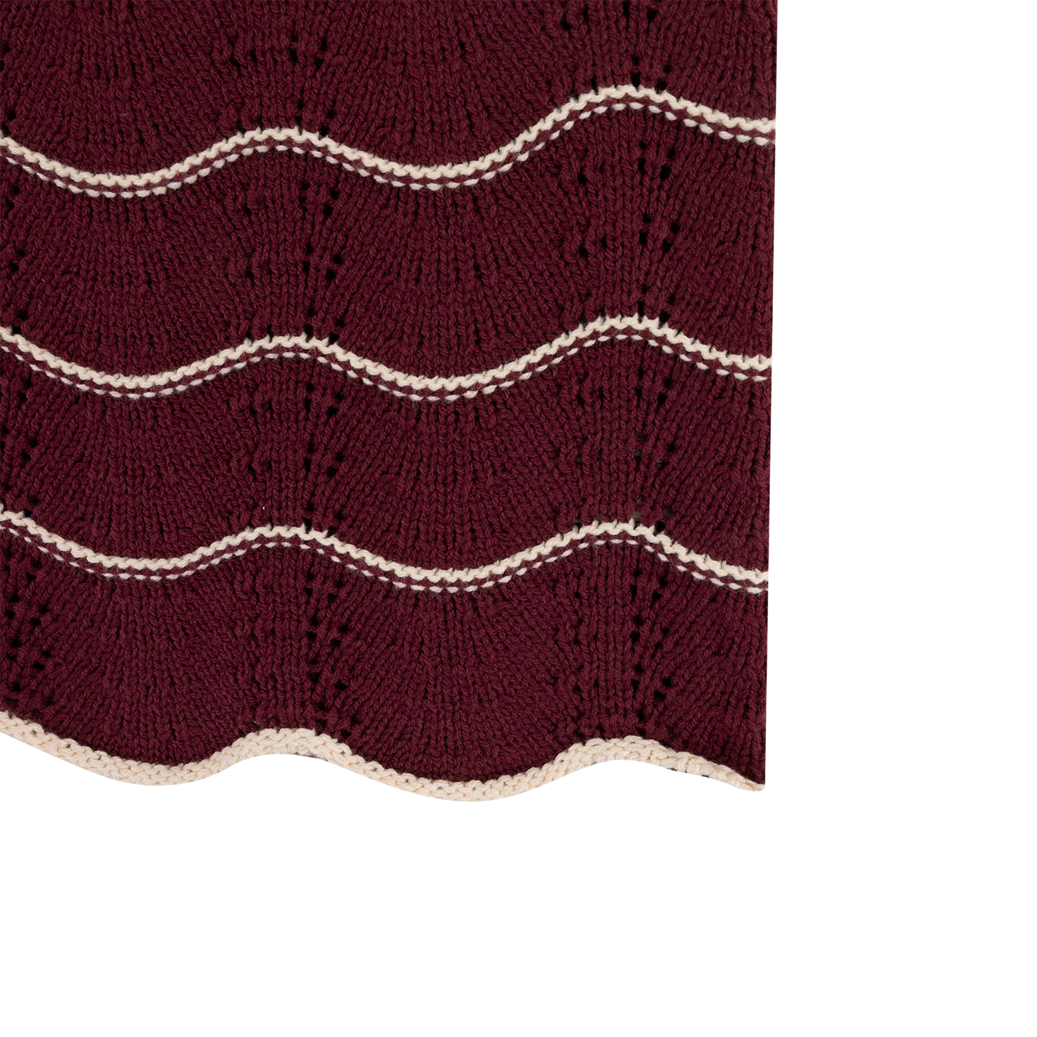 She + Sky Short Sleeve Scallop Striped Knit Top - Maroon