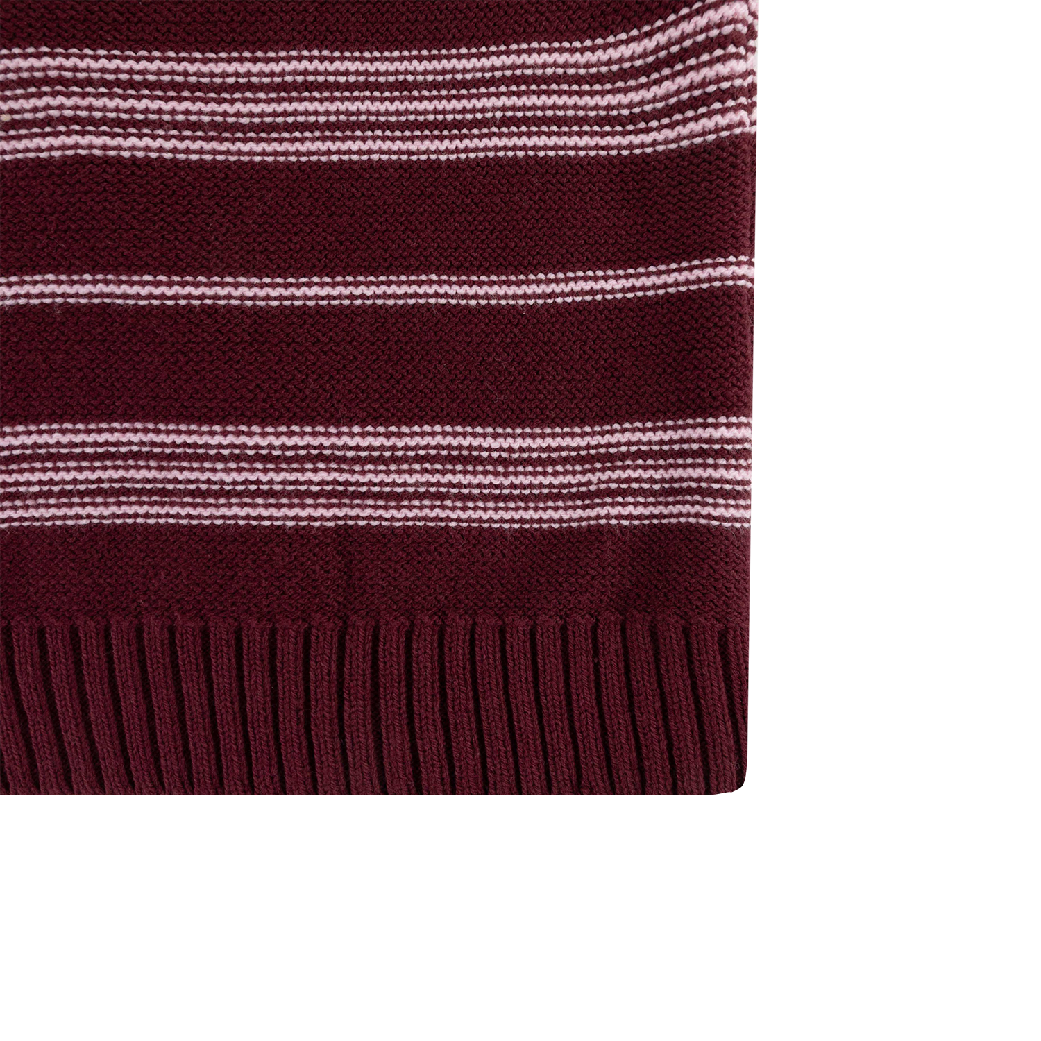 She + Sky Half Sleeve Round Neck Striped Knit Top - Maroon