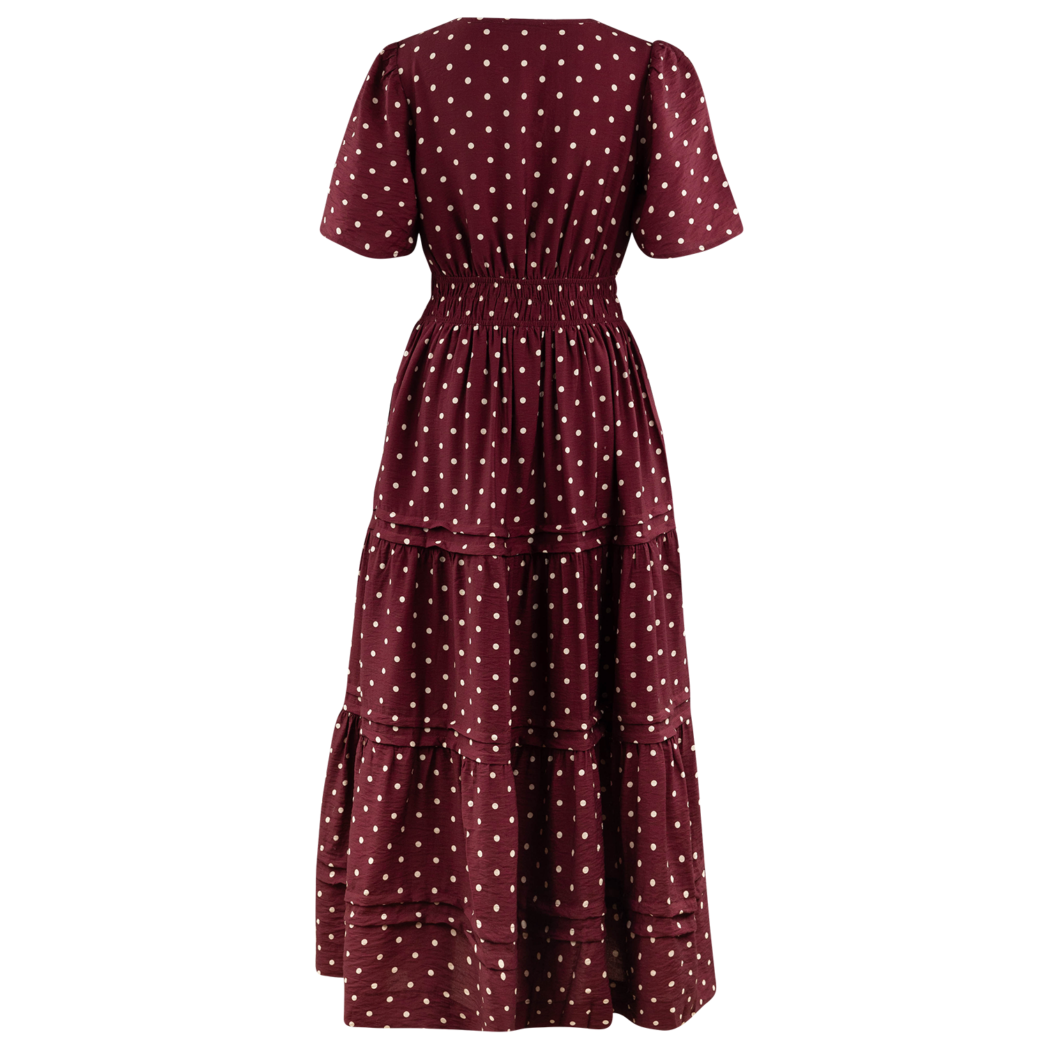 She + Sky Tiered Polka Dot Maxi Dress - Maroon