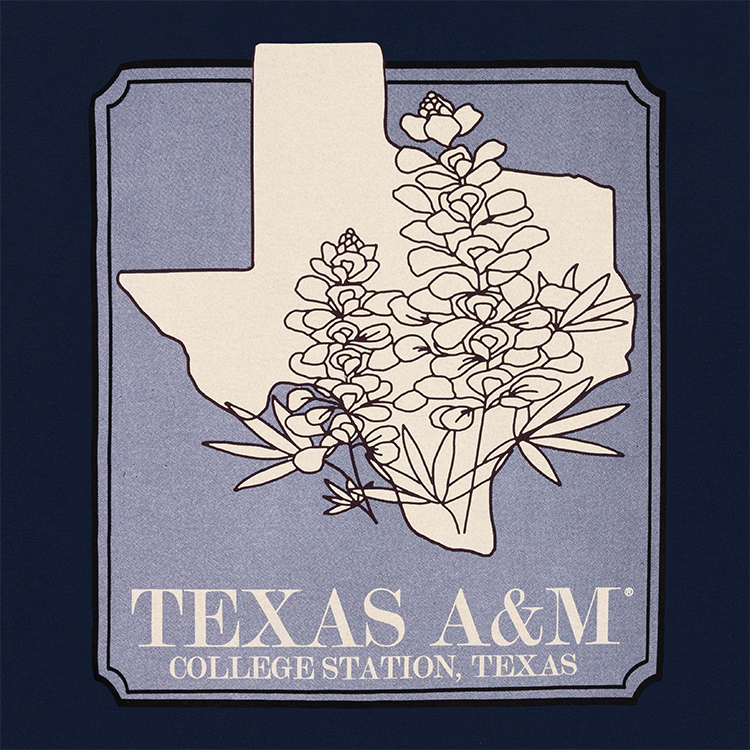 Texas A&M Comfort Colors Texas Bluebonnets T-Shirt - Navy