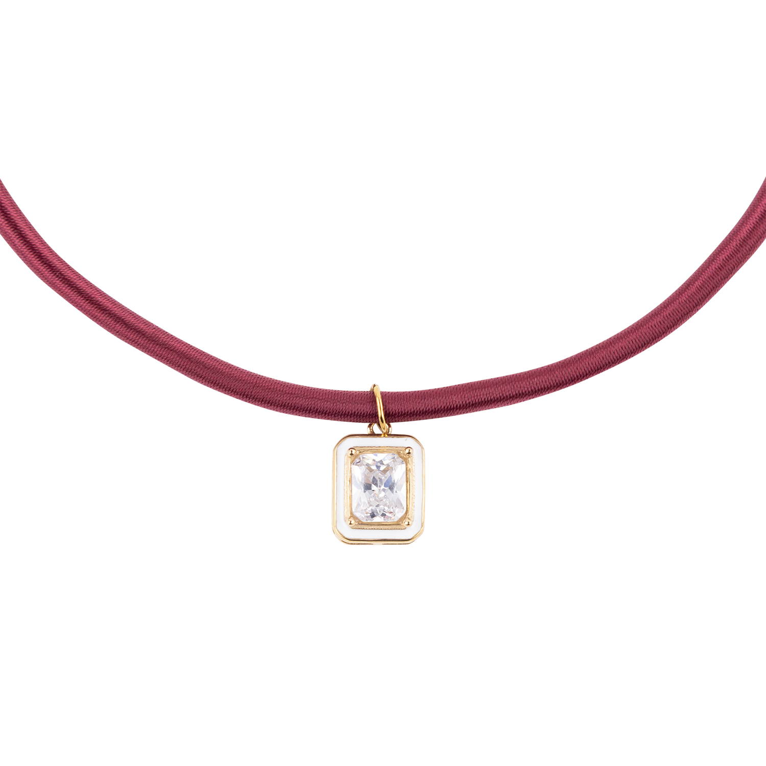 Maroon Satin Gemstone Pendant Necklace - Maroon