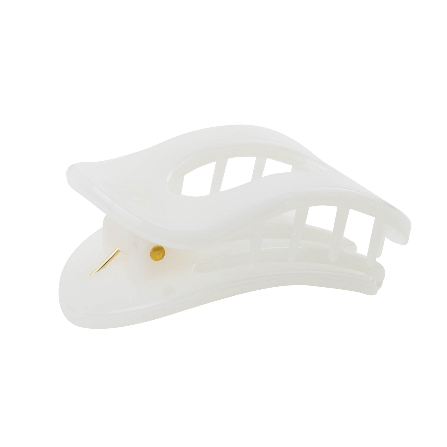 Teleties Small Flat Round Hair Clip - White