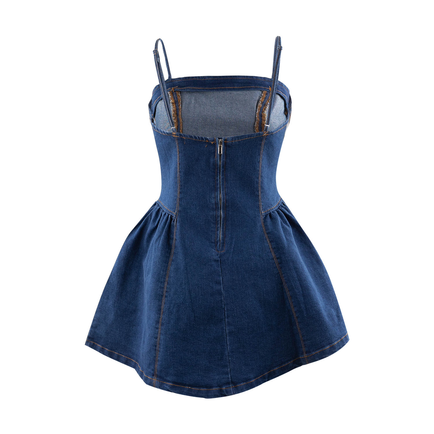FIAH Denim Fit and Flare Mini Dress