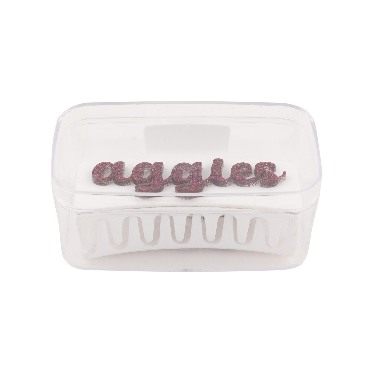 Script Aggies Fan Glam Claw Clip - White