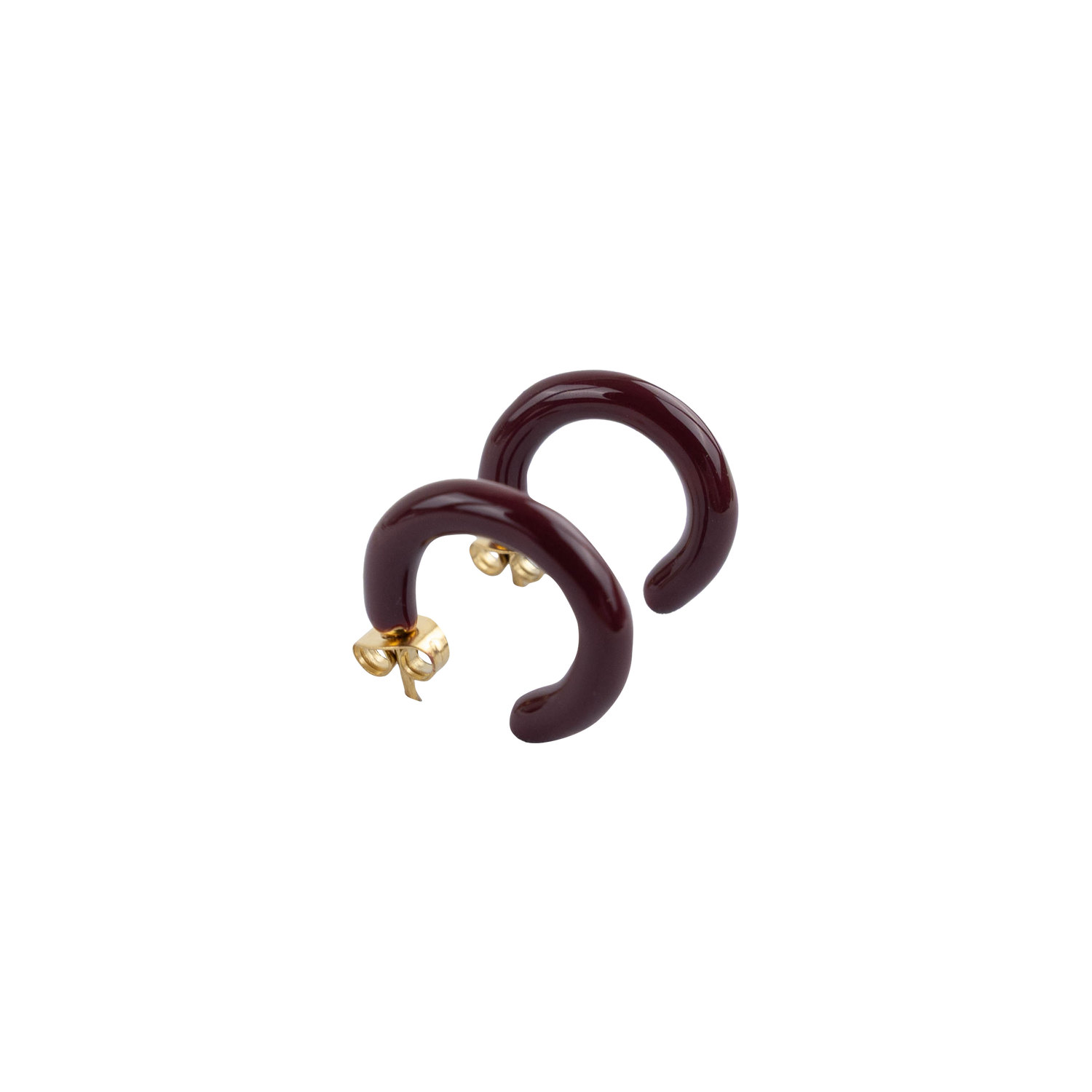 A Wink of Yellow Midi Hoop Earrings - Maroon