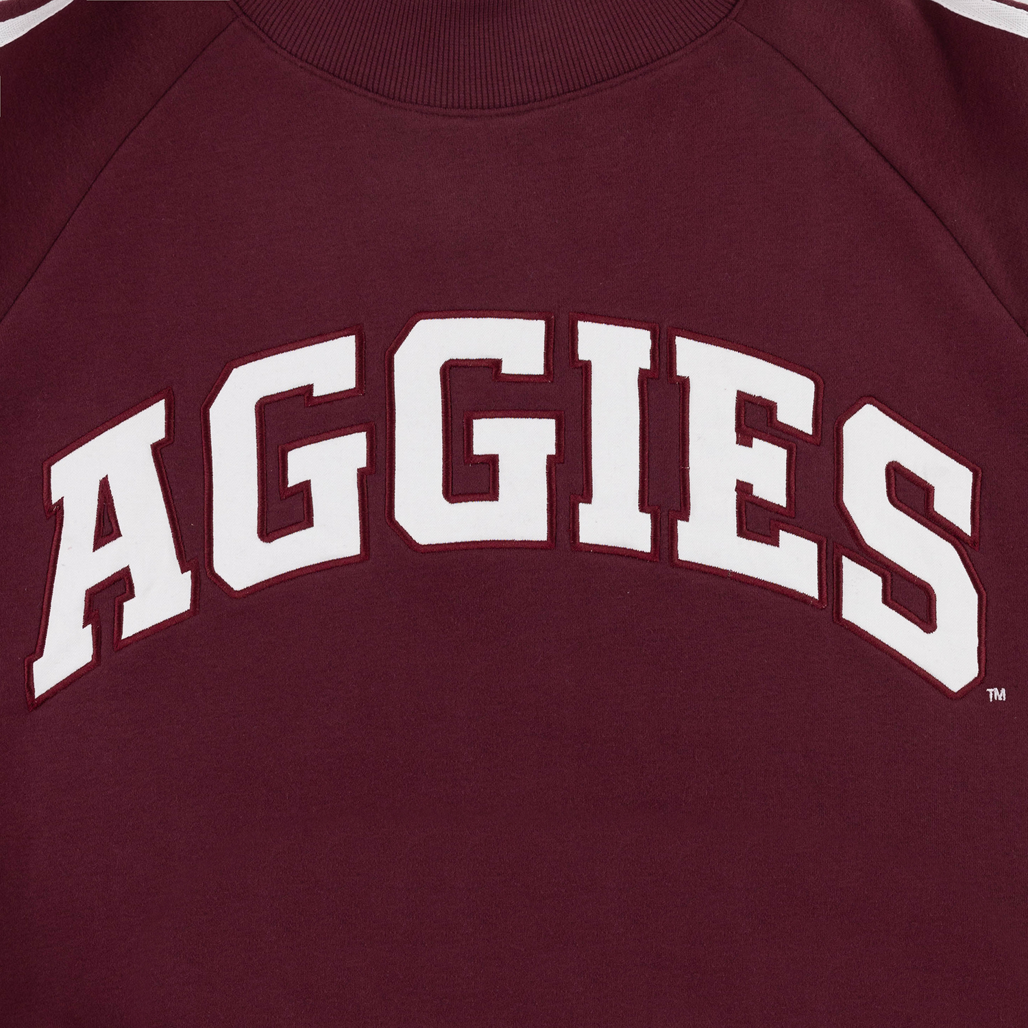 Aggies Collegiate Outfitters Striped Sleeve Mock Neck - Maroon