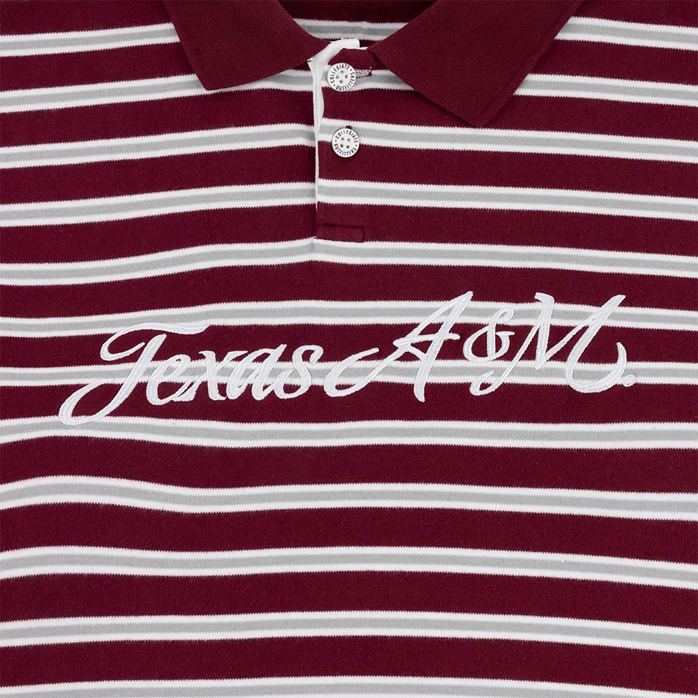 Texas A&M Women's Rugby Long Sleeve Striped Shirt - Maroon