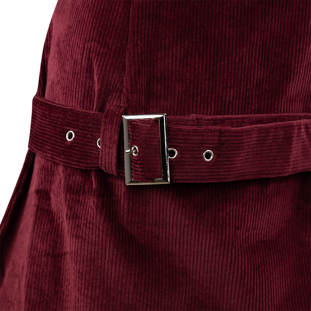 Collegiate Outfitters Italian Belted Corduroy Mini Dress - Maroon