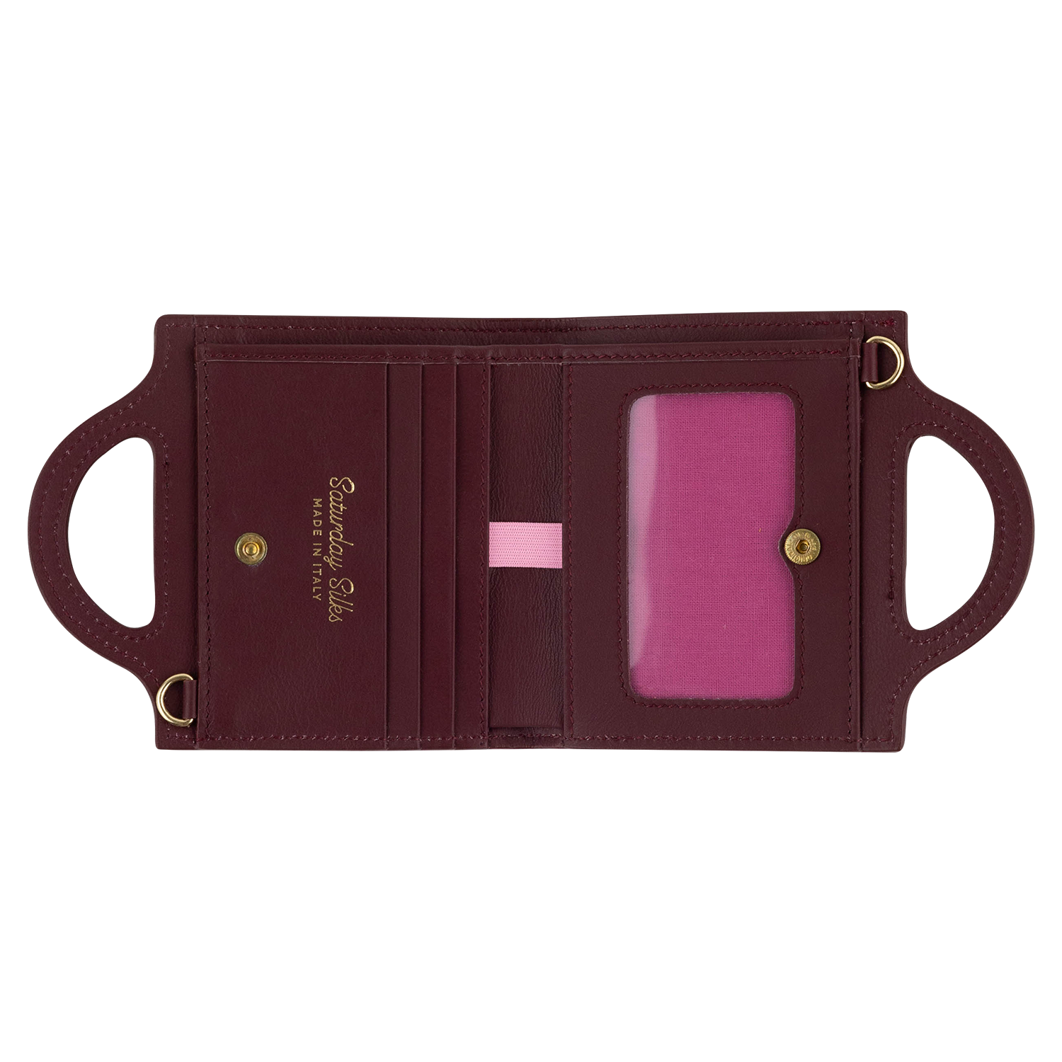 Saturday Silks Fan Fold Leather Crossbody Wallet - Maroon