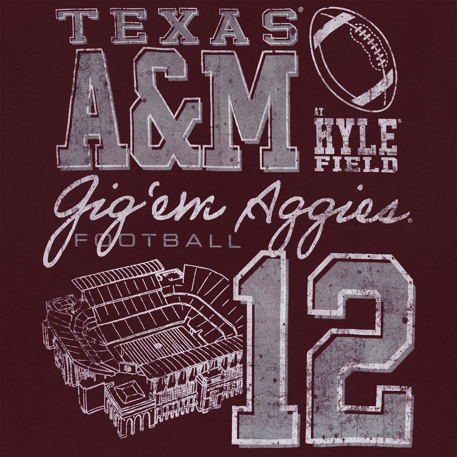 Texas A&M Football at Kyle Field T-Shirt - Maroon