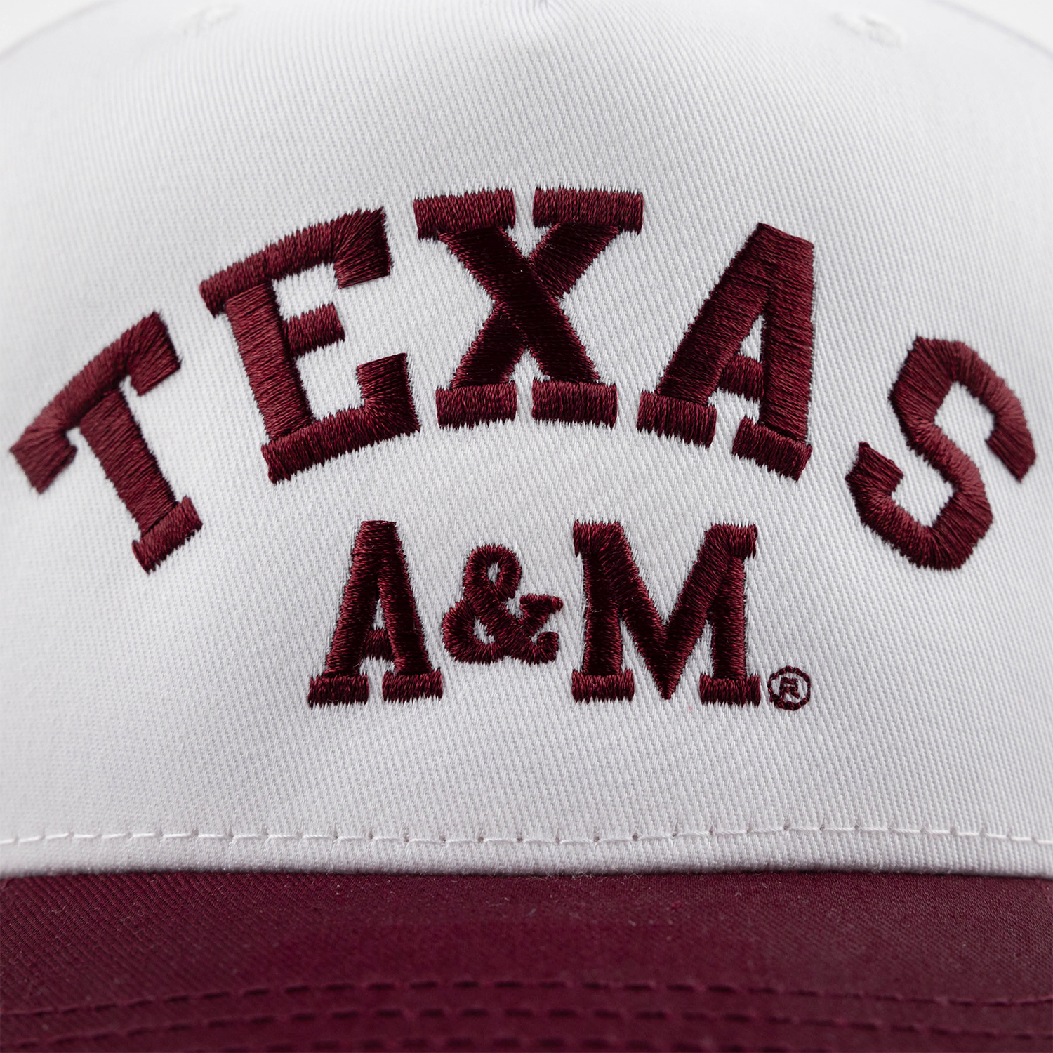 Texas A&M Two Tone 6 Panel Hat - White