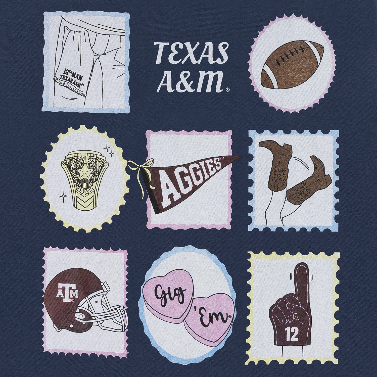Texas A&M Comfort Colors Stamp T-Shirt - Navy