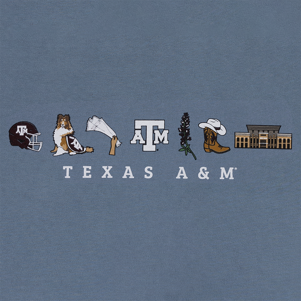 Texas A&M Comfort Colors Aggieland Icons T-Shirt - Blue