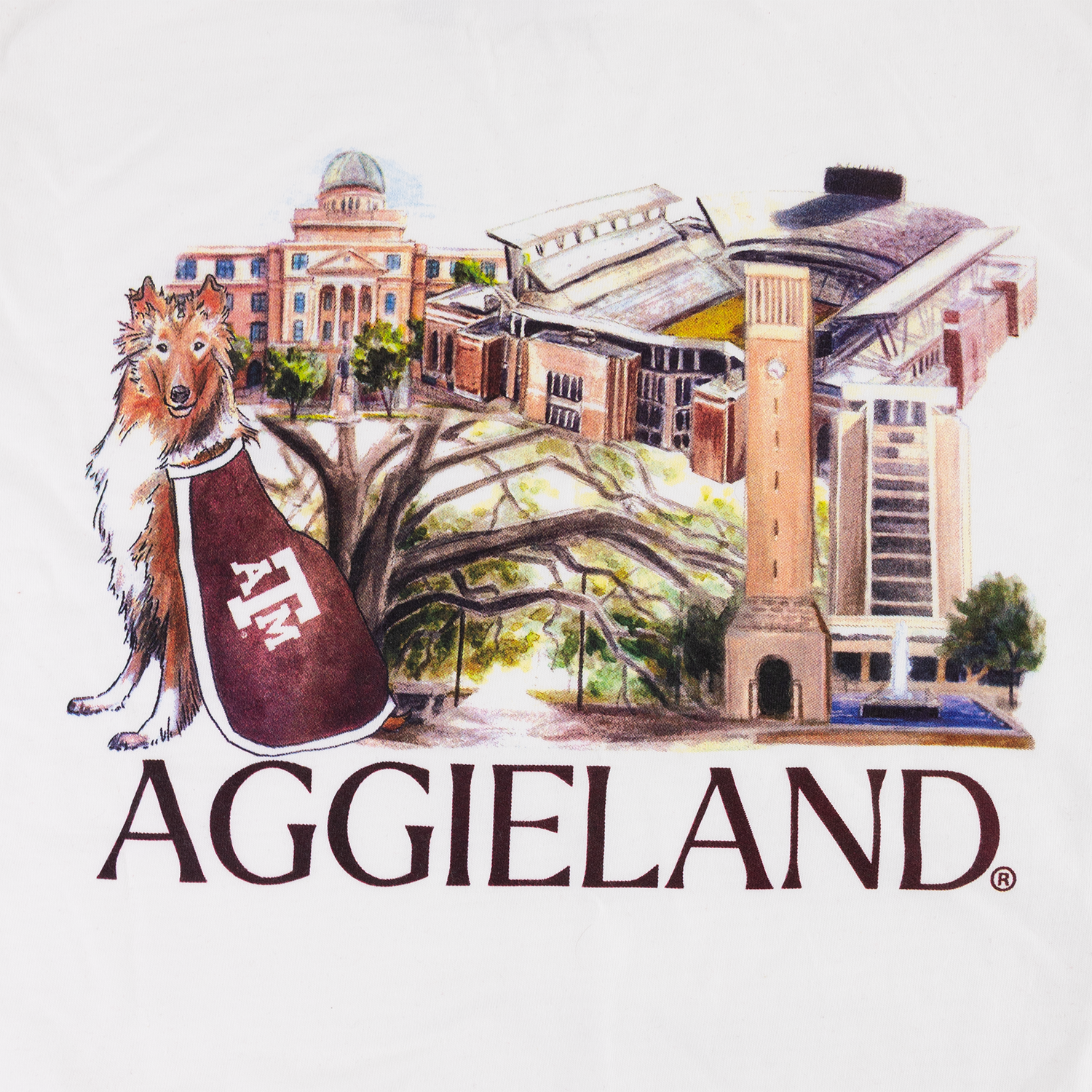 Aggieland Comfort Colors Watercolor Collage T-Shirt - White