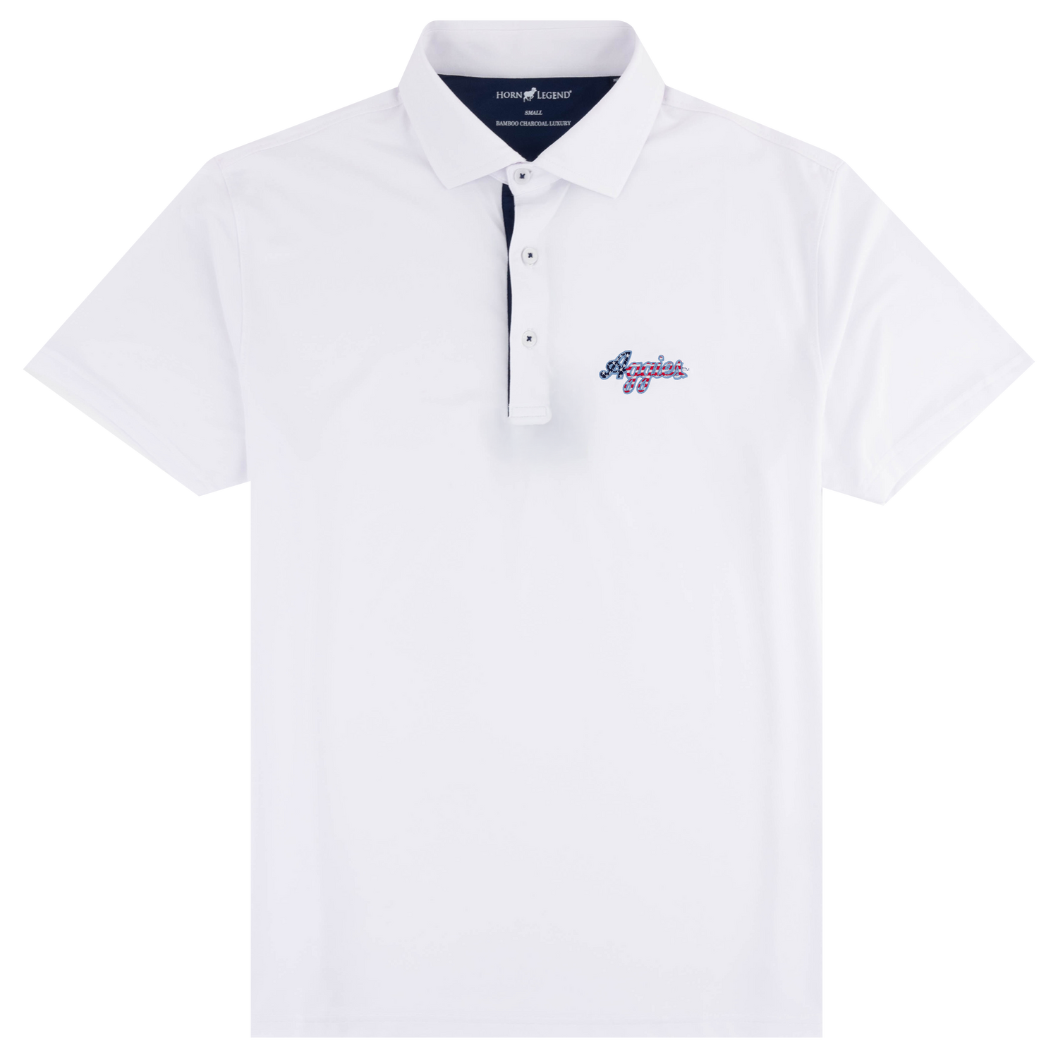 Script Aggies Horn Legend Americana Polo - White