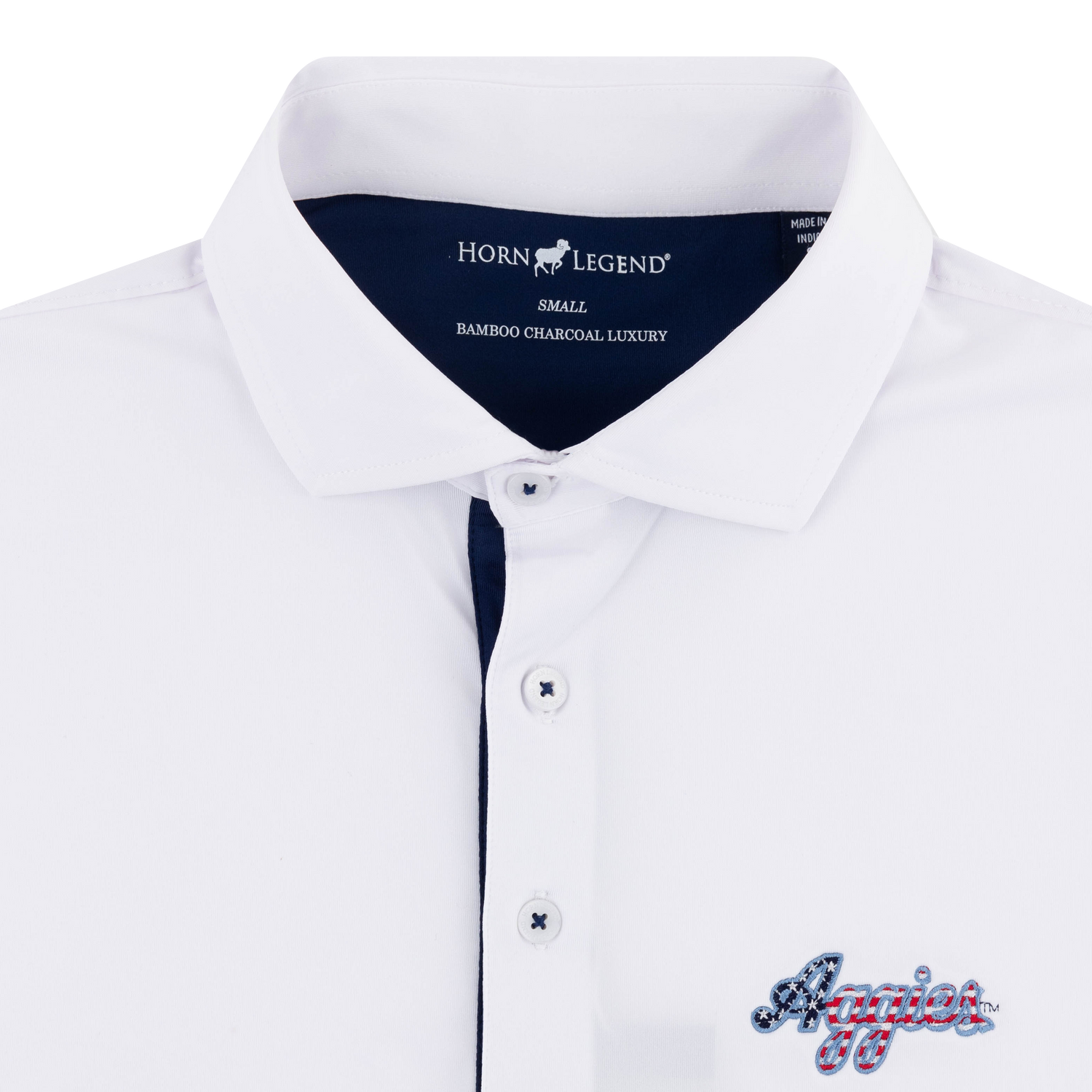 Script Aggies Horn Legend Americana Polo - White