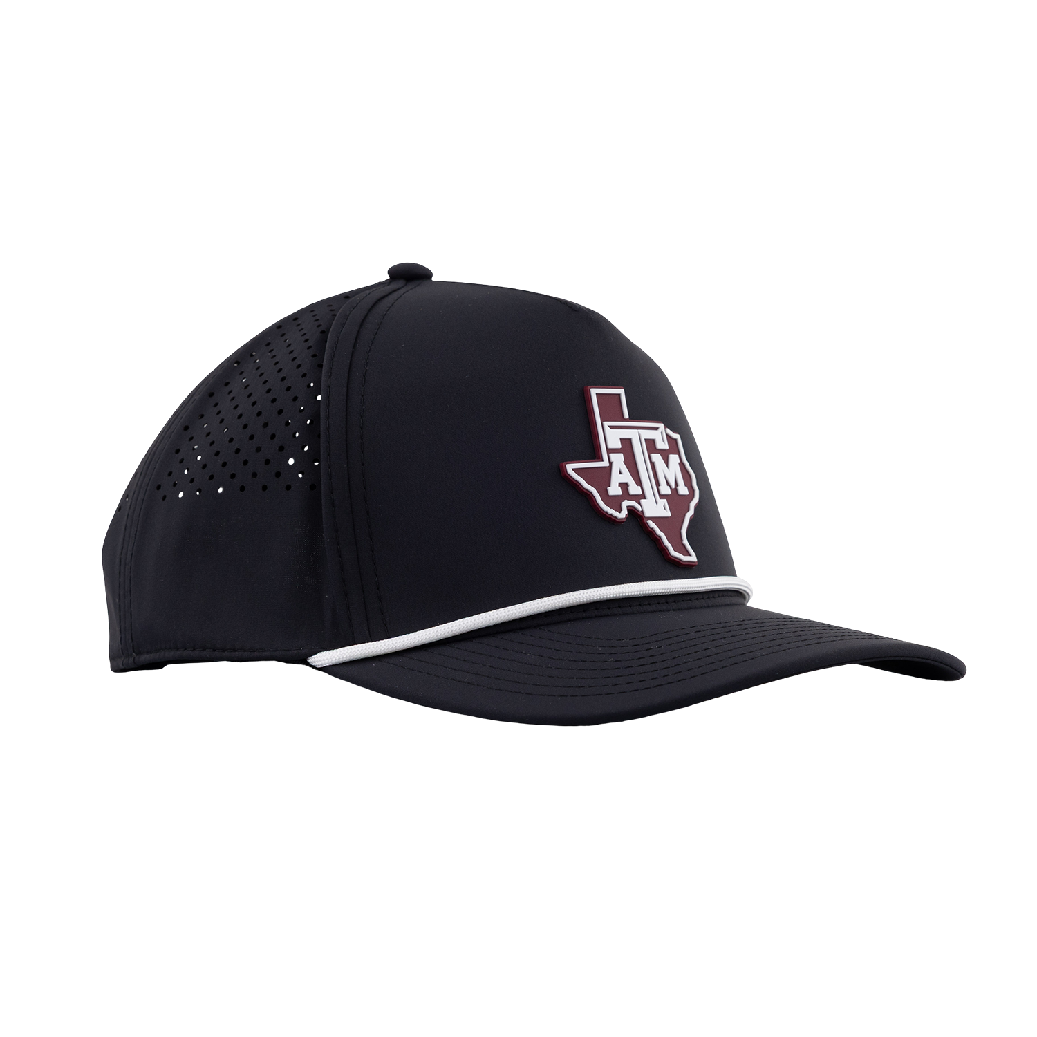 Texas A&M Branded Bills Lonestar 5 Panel Rope Hat - Black