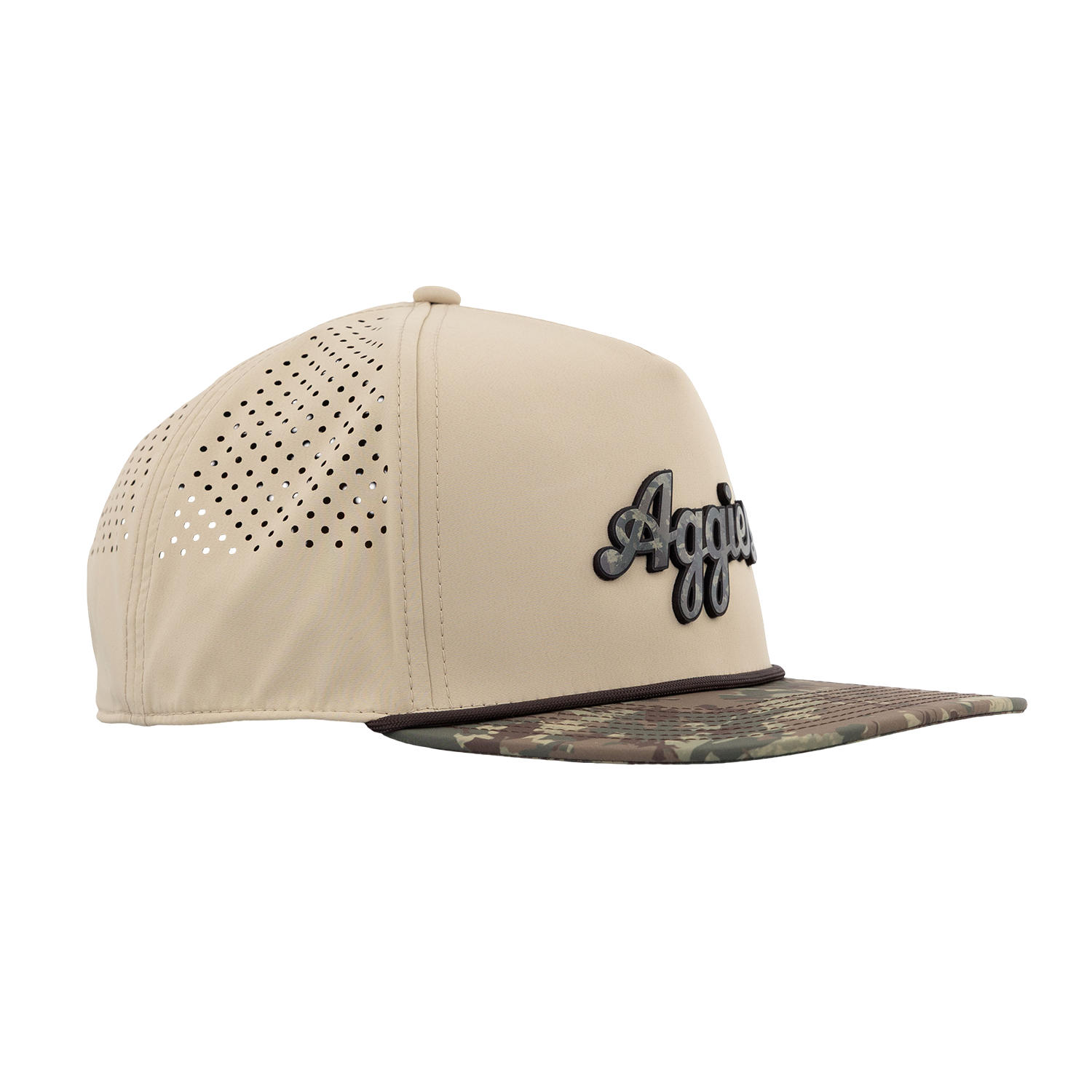 Script Aggies Branded Bills Flat Panel Camo Hat - Beige