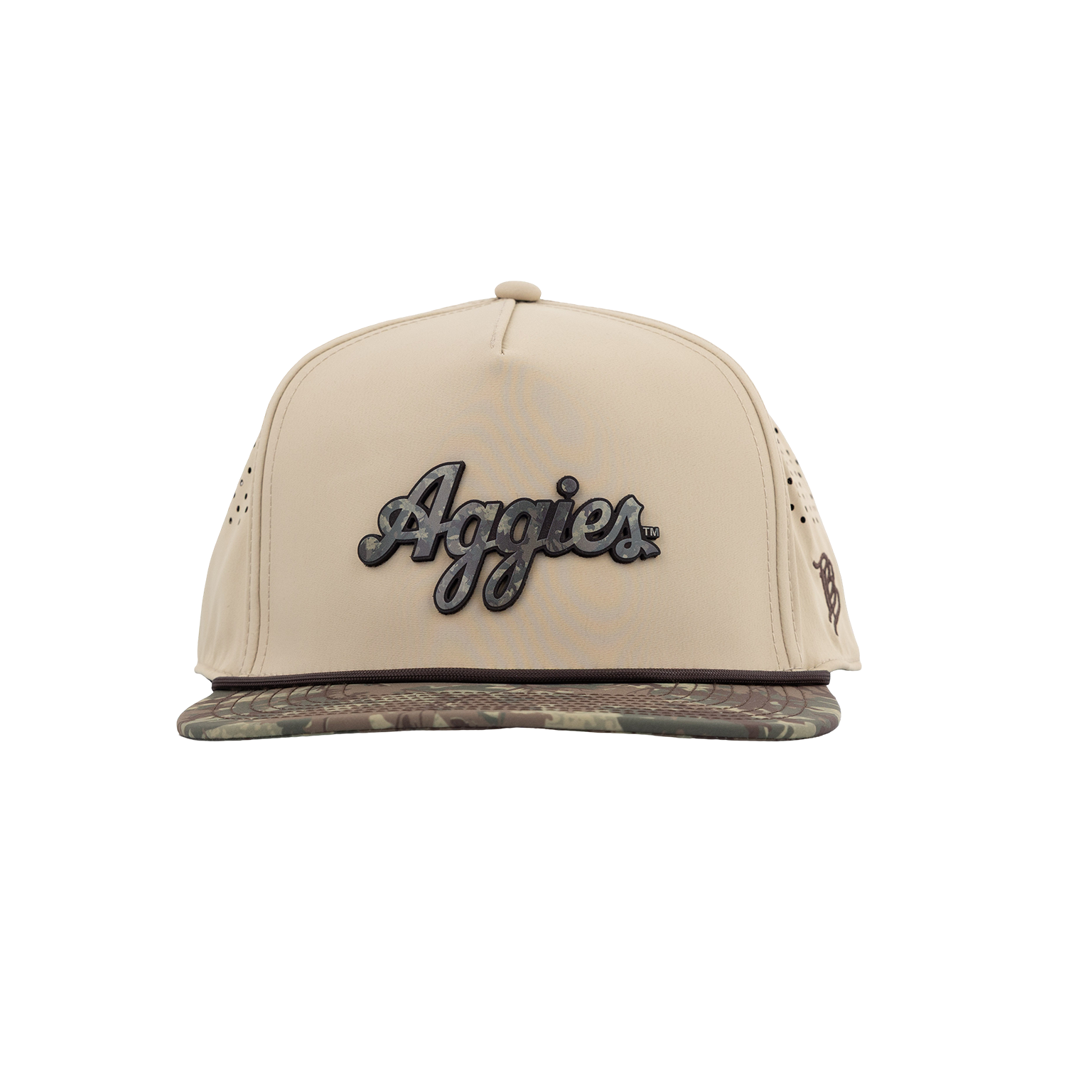 Script Aggies Branded Bills Flat Panel Camo Hat - Beige