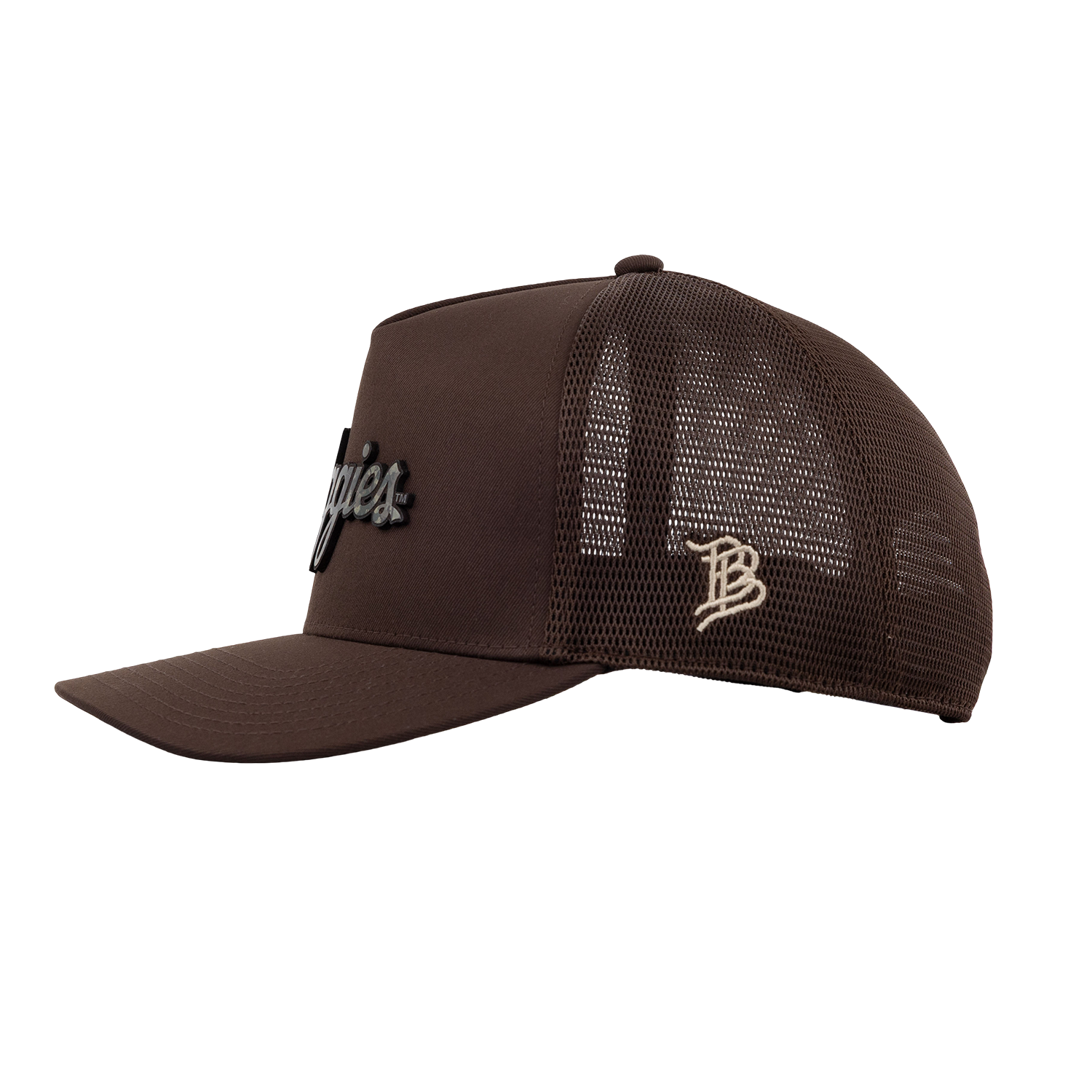 Script Aggies Branded Bills 5 Panel Camo Trucker Hat - Brown