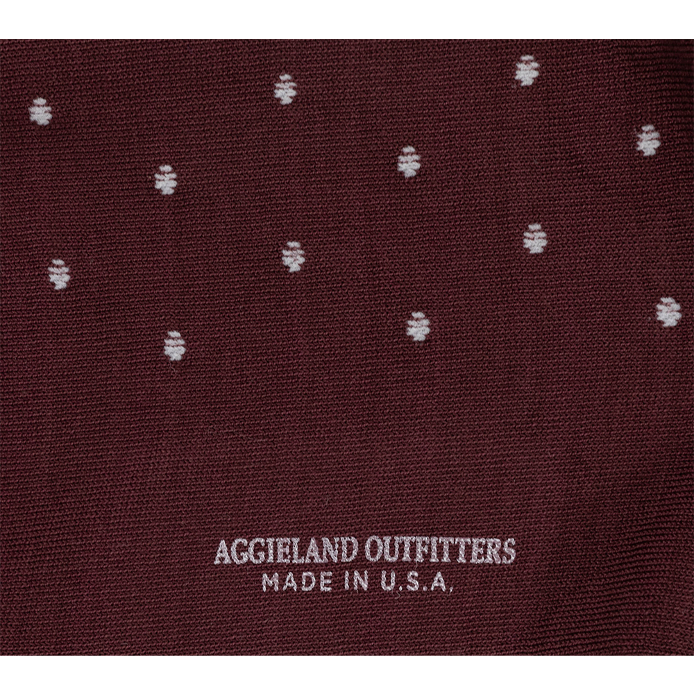 Men's Long Polka Dot Dress Socks - Maroon