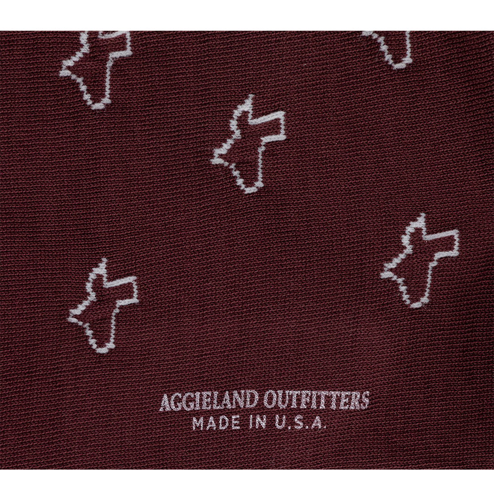 Men's Long Texas Pattern Dress Socks - Maroon